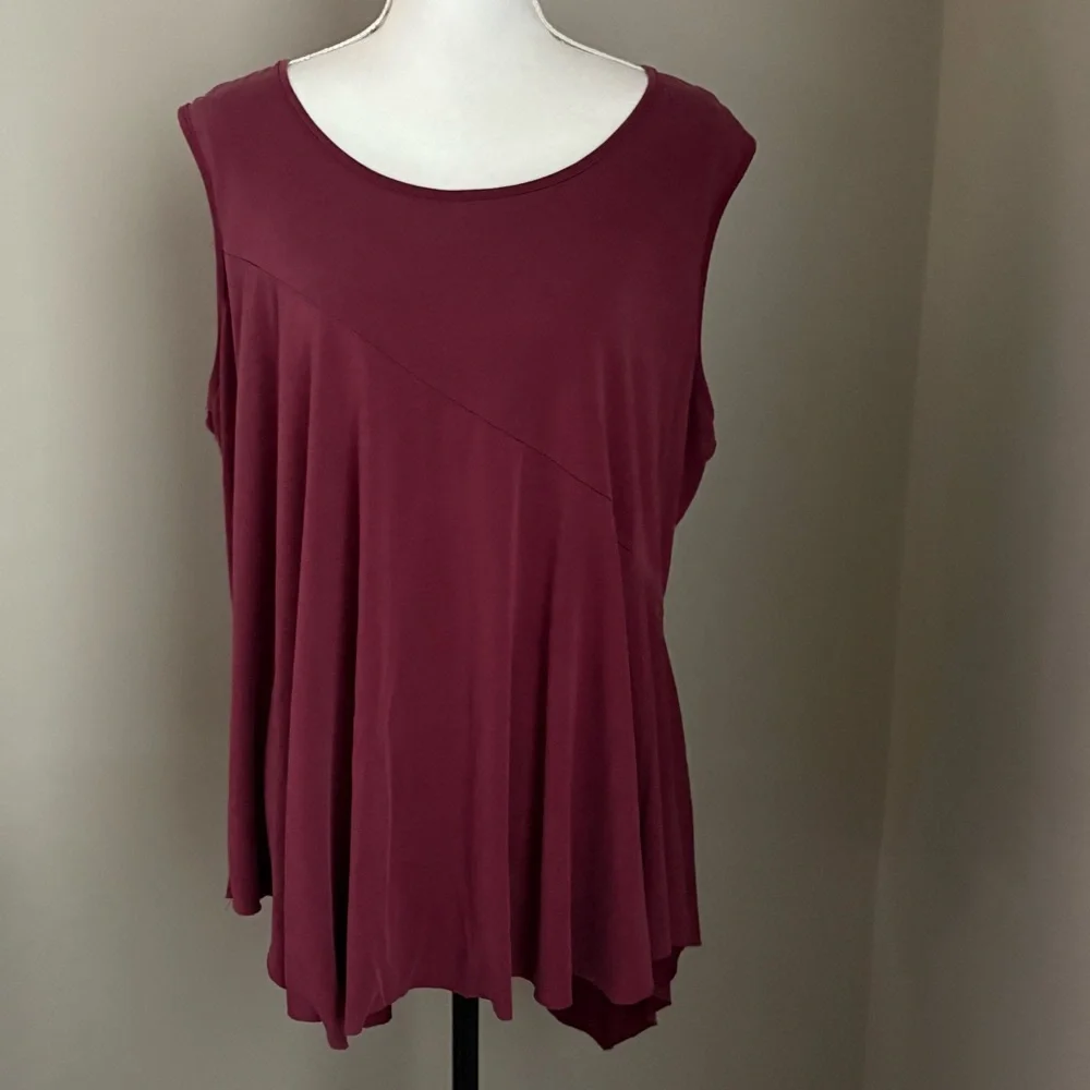 H.I.P. HIP Women's Size 3X Top Tunic Sleeveless Tank Asymmetric Burgundy - Picture 4 of 11